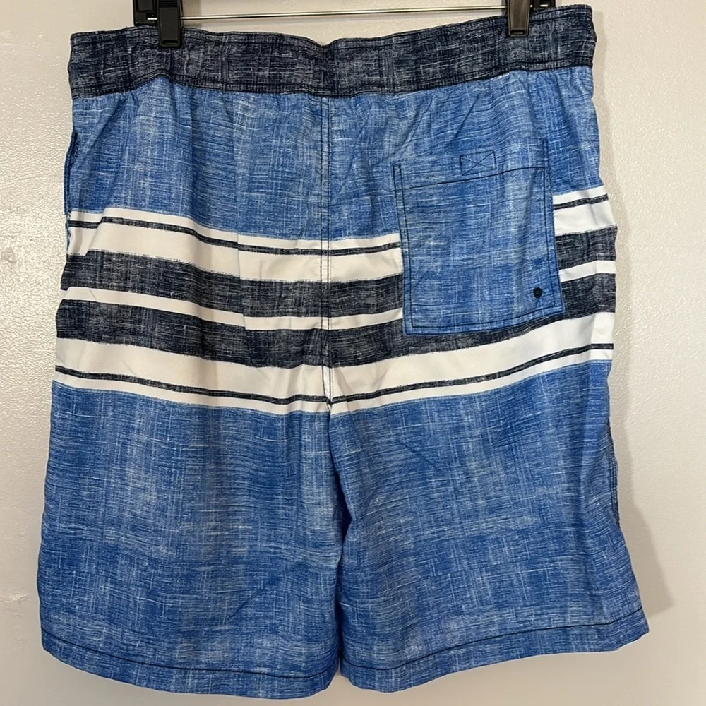 Goodfellow & Co Blue White Stripe Swim Trunks Shorts Large Beach Summer Vacation